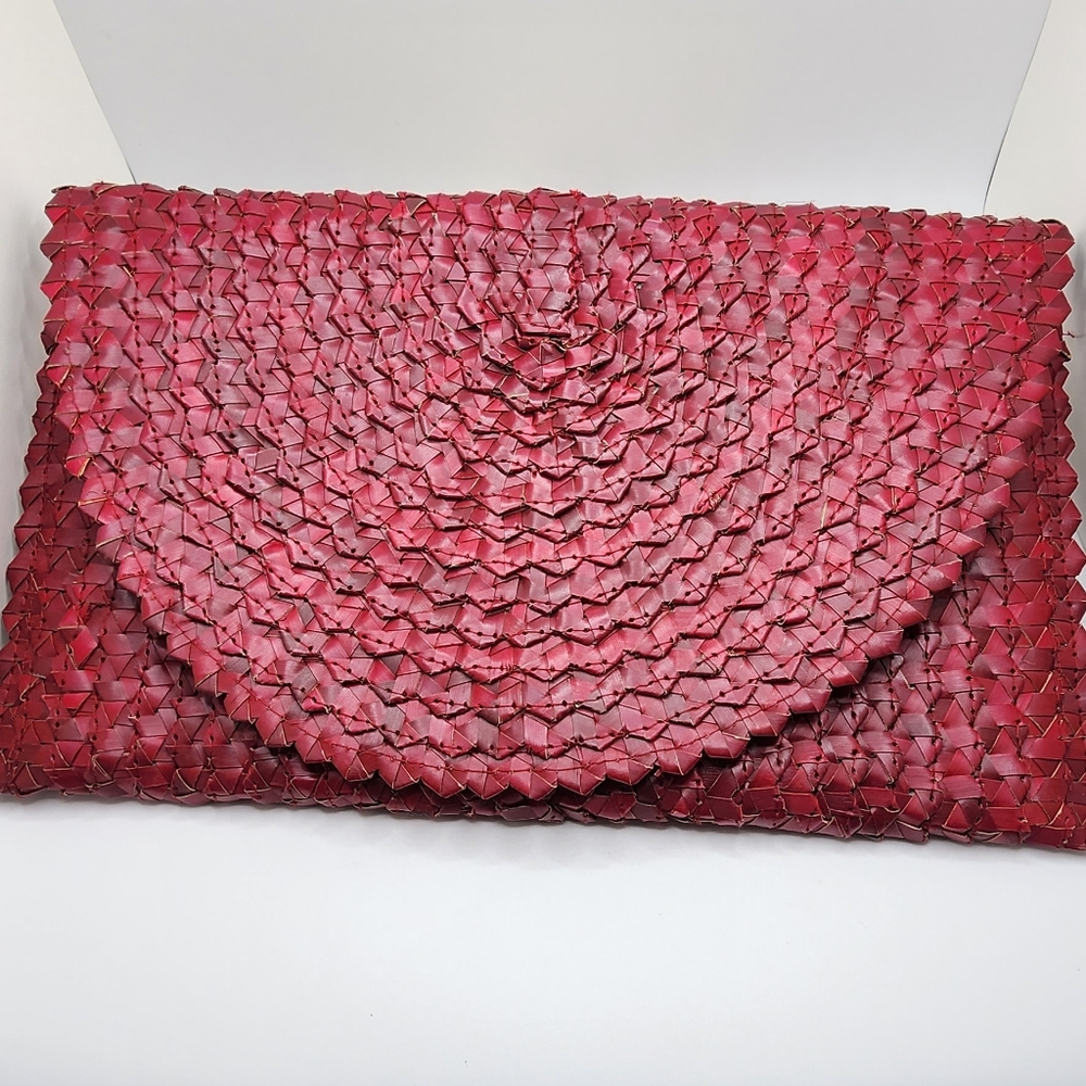 Woven Handmade Envelope Clutch Bag, Small, Maroon